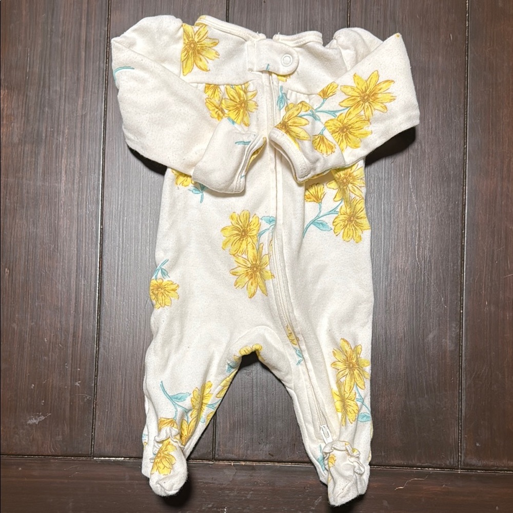 Carter's Yellow and White Floral Footies One Piece